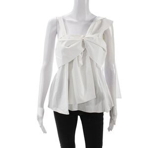 Prose & Poetry Womens Cotton Bow Detail Sleeveless Zip Back Blouse White Size S